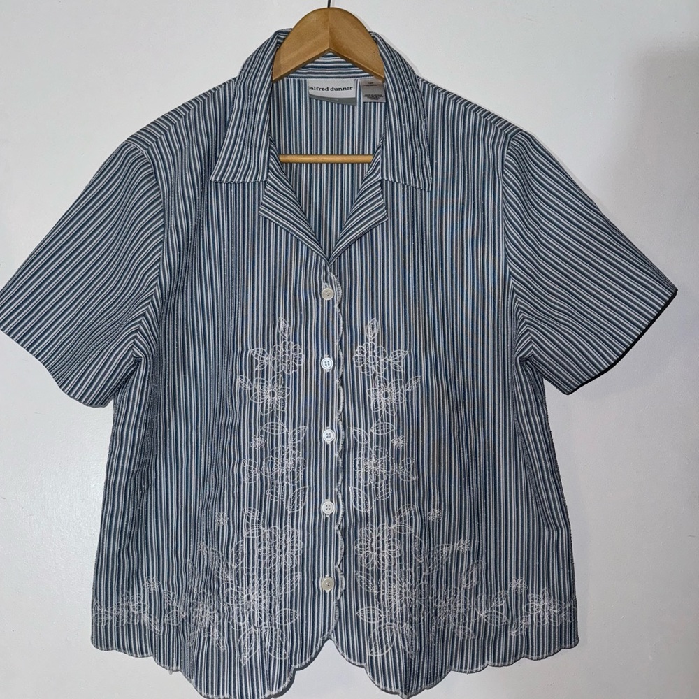 Alfred Dunner Navy Striped Blouse